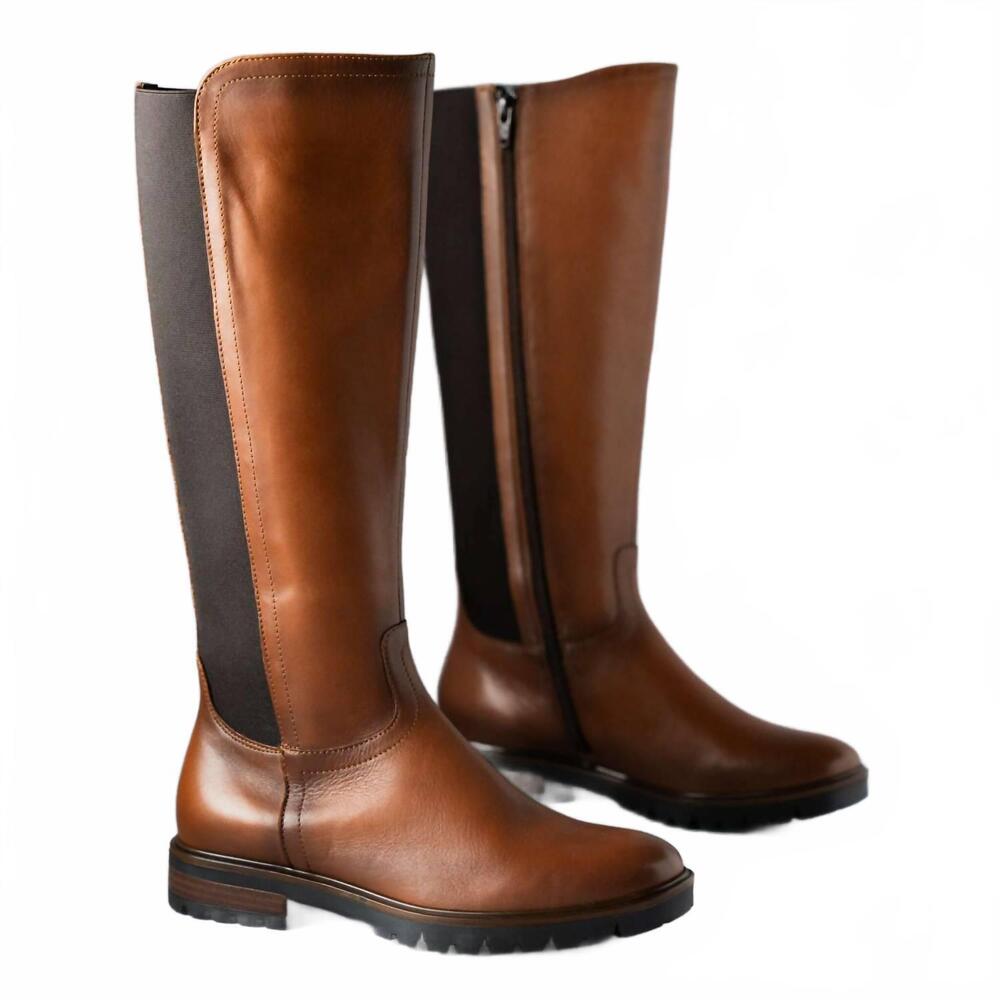 NEW ERIC MICHAEL women's riley leather boots in tan
